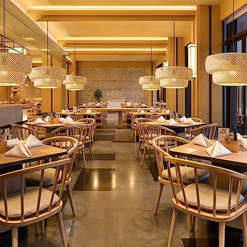 17.7" Bamboo Lamp Shade,Hand-Woven Bamboo Rattan Hanging Lamp Shade,for Dining Living Bedroom Kitchen Farmhouse 1-Pack - color: Bamboo 17.7 in 1-Pack