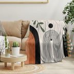 Abstract Modern Throw Blanket Boho Minimalist Mid Century Sun Aesthetic Soft Warm Bed Bedding Women Blankets for Couch Bedroom Sofa Office Cozy Flannel Blanket Orange Beige Black 30"X40"