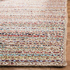 SAFAVIEH Cape Cod Collection Area Rug - 3' Square, Natural & Multi, Handmade Boho Braided Jute, Ideal for High Traffic Areas in Living Room, Bedroom (CAP251A) - size: 3' x 3' (Square)