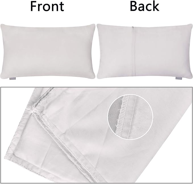 Thmyo 4-Pack 100% Cotton Lumbar Comfortable Solid Decorative Throw Pillow Case Rectangle Cushion Cover Sublimation Blank Pillow Covers DIY Throw Pillowcase(12x20inch/30x50cm,Light Silver Grey)