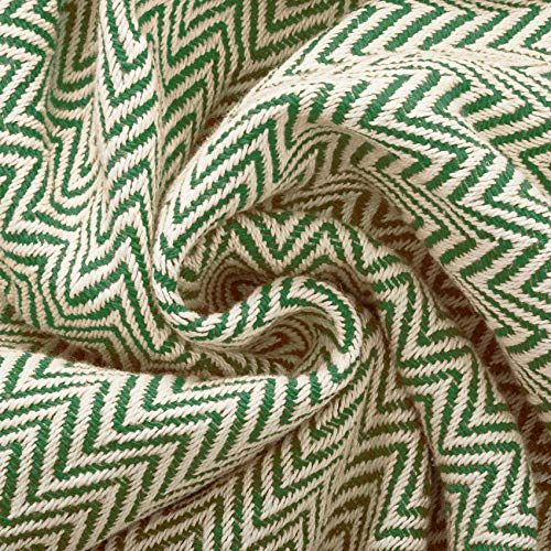Americanflat 50x60 Throw Blanket - Soft and Breathable Cotton Throw Blanket for Couch, Bed, Chair - Decorative Blankets Perfect for Home, Office, or Outdoor Use - Sage and Beige Herringbone Design - color: Zaina Sage and Beige Herringbone