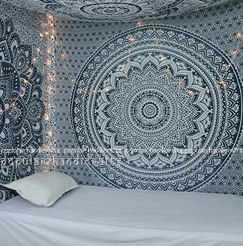 Popular Handicrafts Tapestry Wall Hanging Ombre Hippie Mandala Bohemian Hippy Intricate Indian Tapestries Bedspread 54 x 82 Inches (140cm x 210cm) Grey - color: Grey, size: 82"L x 54"W