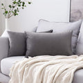 MIULEE Velvet Throw Pillow Covers 12x20 Inch, Pack of 2 - Dark Grey, Soft Solid Lumbar Decorative Pillow Covers Modern Luxury Home Decor for Chair Couch Sofa Bedroom Livingroom