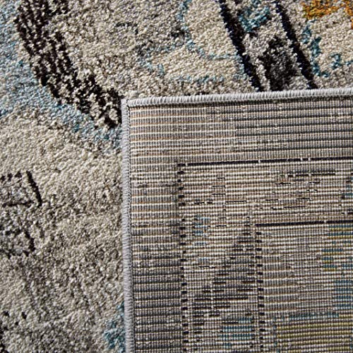 SAFAVIEH Monaco Collection Area Rug - 2'2" x 4', Grey & Light Blue, Non-Shedding & Easy to Clean, Distressed Medallion Design, Ideal for Front Door, Kitchen, Entryway, Accent Space (MNC243G) - color: Grey/Light Blue, size: 2'2" x 4' (Rectangular)