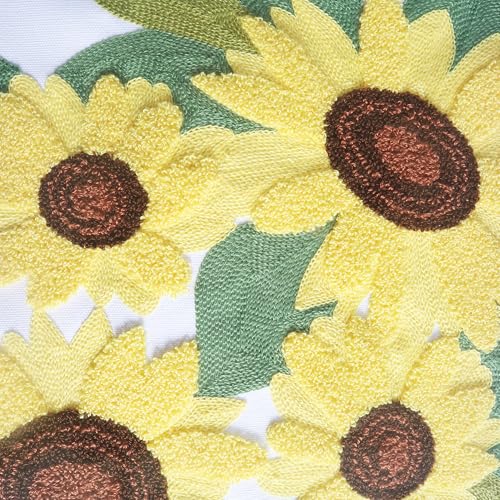 Embroidery Throw Pillow Covers 4 Sunflowers 18x18 Inch Decorative Cushion Case Floral Design 100% Cotton Home Decor Yellow Flowers 45x45cm, 1 Piece - color: 4 Sunflowers
