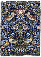 Pure Country Weavers William Morris Strawberry Thief Indigo Blanket - Arts & Crafts - Gift Tapestry Throw Woven from Cotton - Made in the USA (72x54) - color: Indigo, size: Large