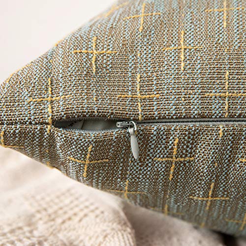 MIULEE Pack of 2 Decorative Burlap Linen Throw Pillow Covers Modern Farmhouse Pillowcase Rustic Woven Textured Cushion Cover for Sofa Couch Bed (18''x18'', Khaki) - color: Khaki, size: 18" x 18" (Pack of 2)