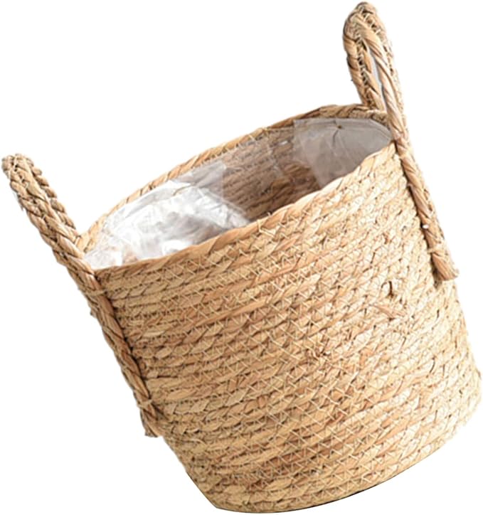 Straw Flower Pots, Plant Baskets Indoor, Basket Planter, Versatile Rattan Grass Woven Flower Planter, Plant Pot for Living Room Balcony Garden Decoration,Indoor & Outdoor