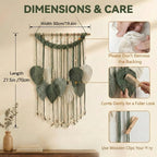 SunsprieJoy Macrame Wall Hanging, Boho Wall Decor Handmade Yarn Woven Leaf Tapestry, Modern Wall Art for Bedroom Nursery Kitchen Dining Room Bathroom, Home Decoration Gift for Women – Green - style: Layered Leaf