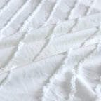 King Pillow Shams 2 Pack, King Size Pillowcases, Soft Microfiber Geometric Striped Tufted Pillow Covers with Envelope Closure, Ivory, 20x36 Inches
