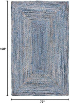 SAFAVIEH Area Rug 6x9 - Cape Cod Collection - Blue & Natural Brown, Handmade Jute & Cotton, Woven Braided Design (CAP202M)