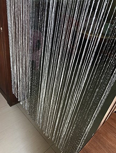 1x2 M Door String Curtain Rare Flat Thread Fringe Window Panel Room Divider Cute Strip Tassel for Wedding Coffee House Restaurant Parts (Black & Grey) - color: Black & Gray