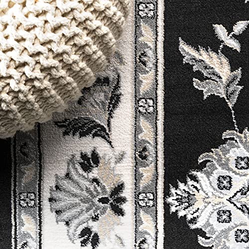 JONATHAN Y Cherie French Cottage Black/Cream Runner Rug, 2x8, Vintage, Bohemian, Easy-Cleaning for Living Room, Bedroom, Kitchen, Pet Friendly, Non-Shedding (MDP505D-28) - color: Black/Cream, size: 2' x 8' (Runner)