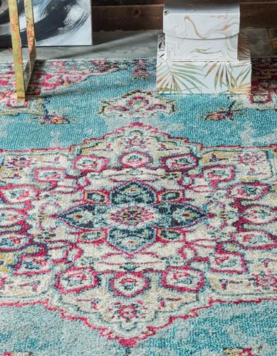 Rugs.com Fleur Collection Rug – 3' x 5' Light Blue Medium-Pile Rug Perfect for Entryways, Kitchens, Breakfast Nooks, Accent Pieces - color: Light Blue 11, size: 3' x 5' (Rectangular)