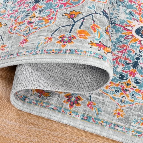 Pauwer Boho Hallway Runner Rug 2x5 Washable Entryway Area Rugs Non Slip Farmhouse Vintage Floor Mat Carpet Runner for Hallways Laundry Room Kitchen Bathroom Bedroom - color: Grey Multi, size: 2' x 5' (Runner)