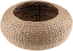 Knitted Straw Flat Seat Cushion, 15.7inch Round Pouf Tatami Cushion Floor