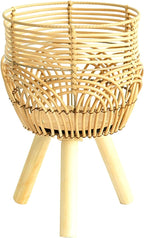 Woven Rattan Pot Stand Indoor, Handwoven Woven Plant Pot with 3 Legs, Plant Display Rack Flower Pot Stand for Gardening and Interior Decoration Plant Stand(#1)