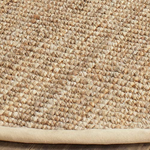 SAFAVIEH Natural Fiber Collection 5' Round Natural NF730C Handmade Farmhouse Premium Jute Area Rug - color: Natural, size: 5' (Round)