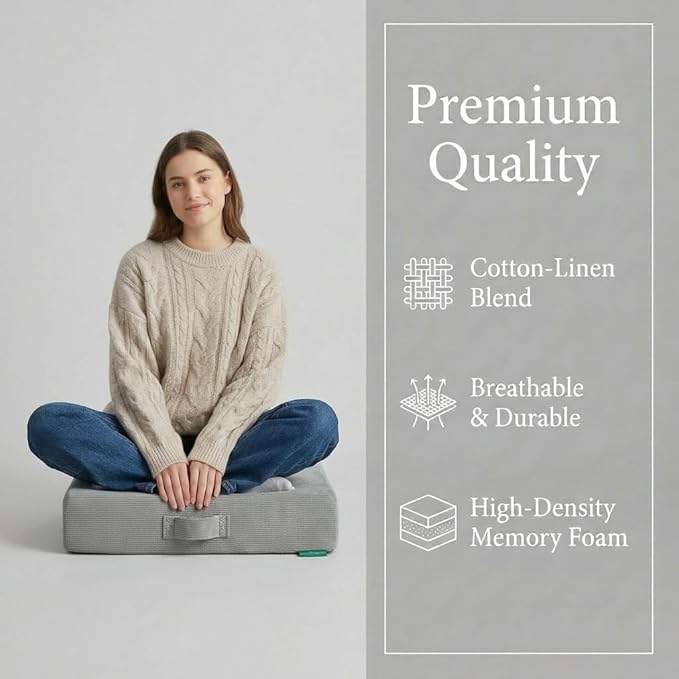 28 inches Meditation Floor Pillow Square Large Floor Cushions for Adults, Thick Memory Foam Seat Cushions for Yoga, Living Room, Sofa, Tatami, Bay Window Beige