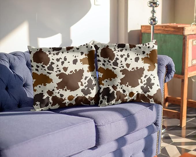 WIBUE Cow Throw Blanket 80"x60" with 2 Pcs Pillow Covers 18"x18", Decorative Fleece Blanket 3 Piece Set, Fuzzy Soft Cozy Warm Lightweight Blanket for Bed Sofa Couch Chair