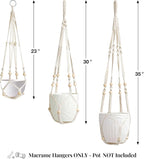 3 Pack Macrame Plant Hanger Indoor 3 Different Sizes Hanging Planter Basket Flower Pot Holder with Wood Beads & No Tassels for Boho Home Decor, 23, 30, 35 Inch, Ivory (Pot Not Included)