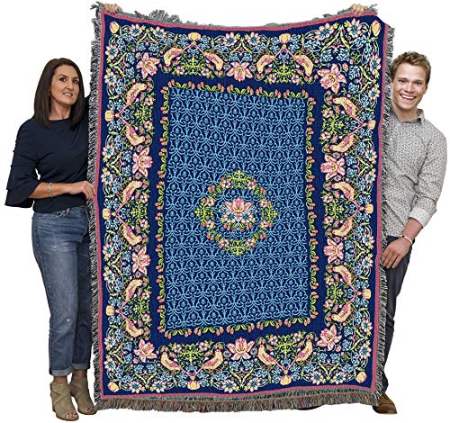 Pure Country Weavers William Morris Strawberry Thief Border Blanket - Arts & Crafts - Gift Tapestry Throw Woven from Cotton - Made in the USA (72x54) - color: Border, size: Large