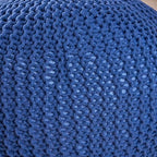 Round Pouf Ottoman, 18" Bordeaux Knitted Cotton Woven Round Pouf, Sofa Footrest Suitable for Living Room, Bedrooms, Home, Offices (Navy Blue) - color: Navy Blue