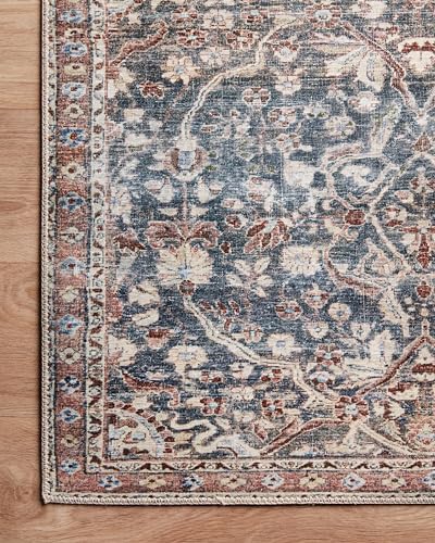 Loloi Chris Loves Julia Jules Collection JUL-06 Denim/Spice 3'-6'' x 5'-6'', .13" Pile Height, Accent Rug - color: Denim / Spice, size: 3'6" x 5'6" (Rectangular)