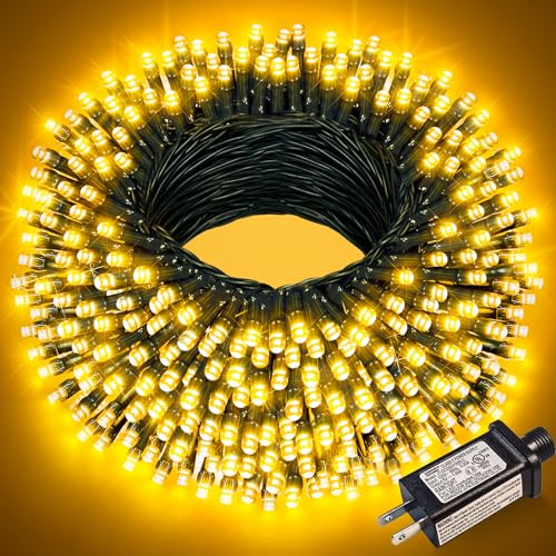 Warm White Christmas Lights Outdoor, 66FT 200 LED Plug in Christmas Tree Lights Waterproof, 8 Modes Connectable String Lights for Outside Indoor Patio Garden Wedding Party Holiday Decorations - color: Warm White, size: 66FT 200 LED