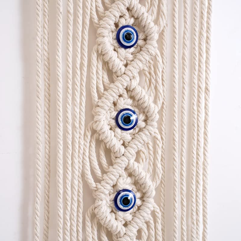Macrame Wall Hanging Dreamcatcher with Evil Eye | Boho Wall Decor, Handwoven Tapestry, For Bedroom Home, Gift