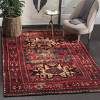 SAFAVIEH Vintage Hamadan Collection Accent Rug - 2'7" x 5', Red & Multi, Oriental Persian Design, Non-Shedding & Easy Care, Ideal for High Traffic Areas in Entryway, Living Room, Bedroom (VTH213A)