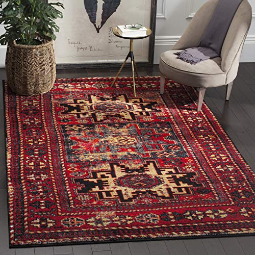 SAFAVIEH Vintage Hamadan Collection Accent Rug - 2'7" x 5', Red & Multi, Oriental Persian Design, Non-Shedding & Easy Care, Ideal for High Traffic Areas in Entryway, Living Room, Bedroom (VTH213A)
