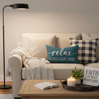 Decorative Throw Pillow Covers 12x20 Inch Set of 2 – Dusty Teal Christian Lumbar Pillowcase – Give It to God and Go to Sleep/Relax God’s Got This – Faith Bedroom Bed Decor