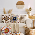 Boho Throw Pillows,18x18 Accent Throw Pillow Covers,Bohemian Embroidered Textured Cushion Case,Sunflower Decorative Farmhouse Pillowcase for Couch Sofa Bedroom Living Room Home Decor Orange