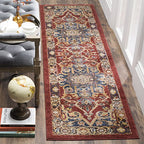 SAFAVIEH Bijar Collection 2'3" x 12' Red / Royal BIJ605R Traditional Oriental Distressed Non-Shedding Living Room Bedroom Runner Rug - size: 2'3" x 12' (Runner)