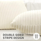 Simmore Decorative Spring Throw Pillow Covers 20x20 Set of 2, Soft Natural Plush Flannel Double-Sided Fluffy Couch Pillow Covers for Sofa Living Room, Cream White