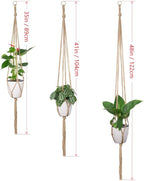 6 Pcs Macrame Plant Hanger Basket Liners with Country Style Natural Jute, Elegant for Home Garden, Patio and Office, Indoor & Outdoor Decoration(48", 41", 35")