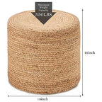 Wimarsbon 18'' Ottoman Pouf, Natural Braided Poof, Rustic Handweave Lounge Pouffe, Boho Footrest Stool for Bedroom, Accent Table or Seat for Living Room (Natural-LD) - color: 18inch Natural Water Hyacinth Braid