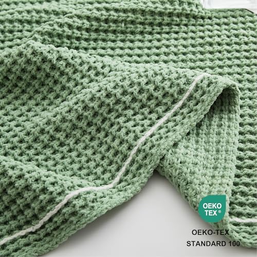 WESHIONGOO Throw Blanket for Couch Soft Knit Throw Blanket with Chenille Yarn Non-Shedding, Chenille Blanket for Living Room Bed Sofa(Sage Green, 50"*60") - color: Sage Green