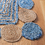 SAFAVIEH Cape Cod Collection Runner Rug - 2'3" x 8', Blue & Beige, Handmade Boho Braided Jute & Cotton, Ideal for High Traffic Areas in Living Room, Bedroom (CAP201C) - color: Blue/Beige, size: 2'3" x 8' (Runner)