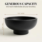 OAKOA Concrete Black Decorative Bowl for Home Decor - Black Fruit Bowl - Modern Pedestal Coffee Table Bowl for Entryway Table