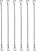 Chain for Hanging Plants,21 Inch Black Hanging Chain, Small Hanging Basket Chain Kits with Hooks for Bird Feeder Hanging Basket Extender Porch Wind Chime (Black, 21 Inch-6PCS)