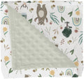 Whimsical Animals Baby Blankets for Girl Boy Cute Animals Spring Soft Mink Dotted Backing Double Layer Swaddle Blanket Bear Deer Bunny Rainbow Greenery Bed Throw for Infant Toddler Nursery 30x40
