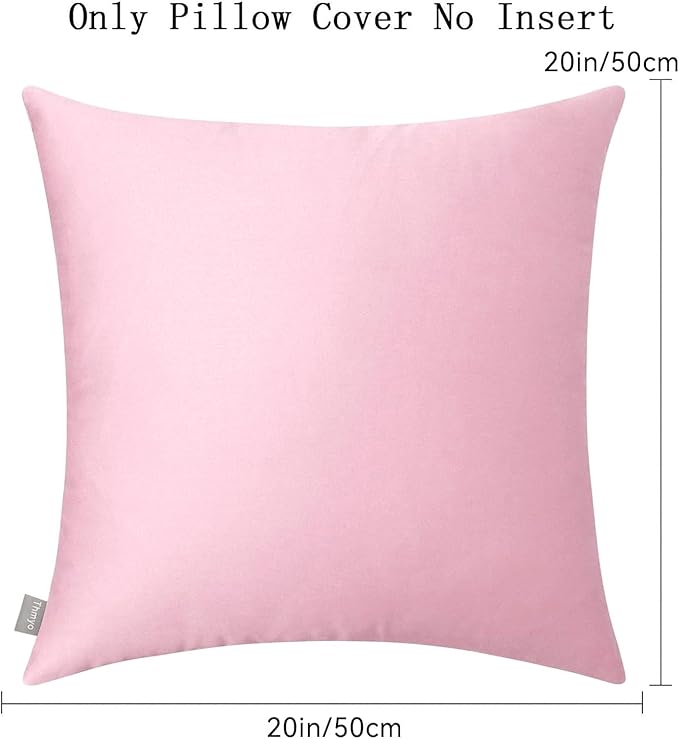 Thmyo 4-Pack 100% Cotton Comfortable Solid Decorative Throw Pillow Case Square Cushion Cover Pillowcases Blank Pillow Covers Valentines Day DIY Throw Pillowcase for Sofa Bed(20x20inch/50x50cm,Pink)