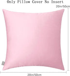 Thmyo 4-Pack 100% Cotton Comfortable Solid Decorative Throw Pillow Case Square Cushion Cover Pillowcases Blank Pillow Covers Valentines Day DIY Throw Pillowcase for Sofa Bed(20x20inch/50x50cm,Pink)