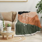 Boho Orange Mid Century Blankets Abstract Modern Throw Blanket Minimalist Sun Aesthetic Soft Warm Bed Bedding Women Blankets for Couch Bedroom Sofa Office Cozy Flannel Blankets 70"X80"