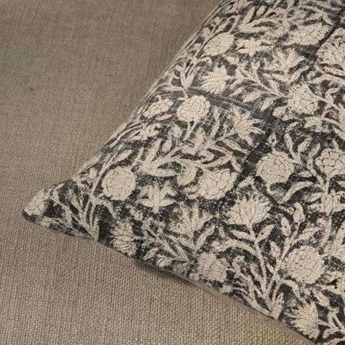 Handblock Printed Vintage Indian Cotton Decorative Throw Pillow Covers, Set of 2 (Shadow Grey, 18" x 18" (Pack of 2)) - color: Shadow Grey, size: 18" x 18" (Pack of 2)