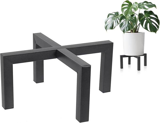Plant Stand Indoor Outdoor, Heavy Duty Metal Plant Pot Holder, Mid Century Modern Planter Stands, Floor Flower Pot Holder (Black, Fit 5-12 inch pots)