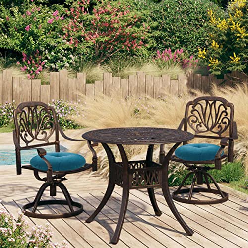 Bistro Chair Cushions 15 inch,Set of 2,Tufted Round Chair Cushions with Ties,15"x15"x4",Water Resistant Round Seat Cushion for Barstool Chairs,Patio Garden Kitchen Outdoor Furniture(Light Blue) - color: Light Blue, size: 15"x15"