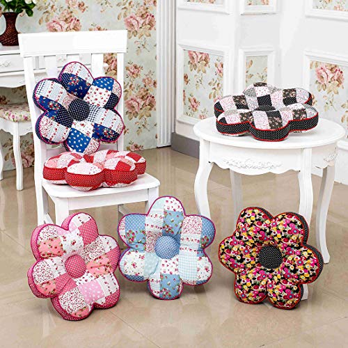 vctops Flower Shaped Chair Pad Farmhouse Floral Print Chair Seat Cushion Pad Soft Comfy Cotton Cushion Pillow (302 Red, 16"x16") - color: 302 Red